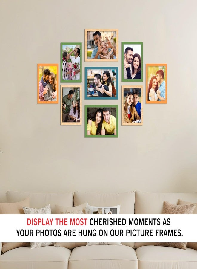 Rousrie Rectangular Photo Frames for Wall Decoration, Collage Kit With Acrylic Top, Multiple Sizes, Set of 9, Colourful, 5x7 Inches, 4x6 Inches - Image 2
